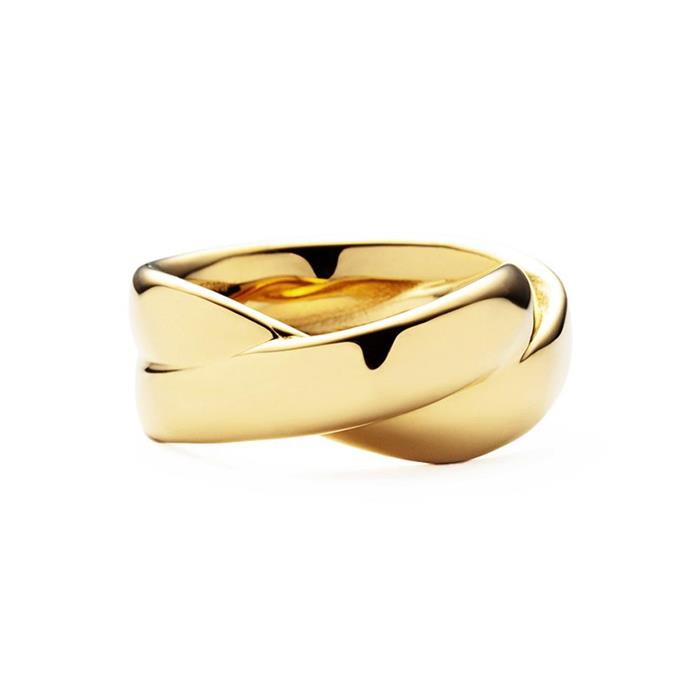 Women's ring waves duo made of stainless steel, gold plated