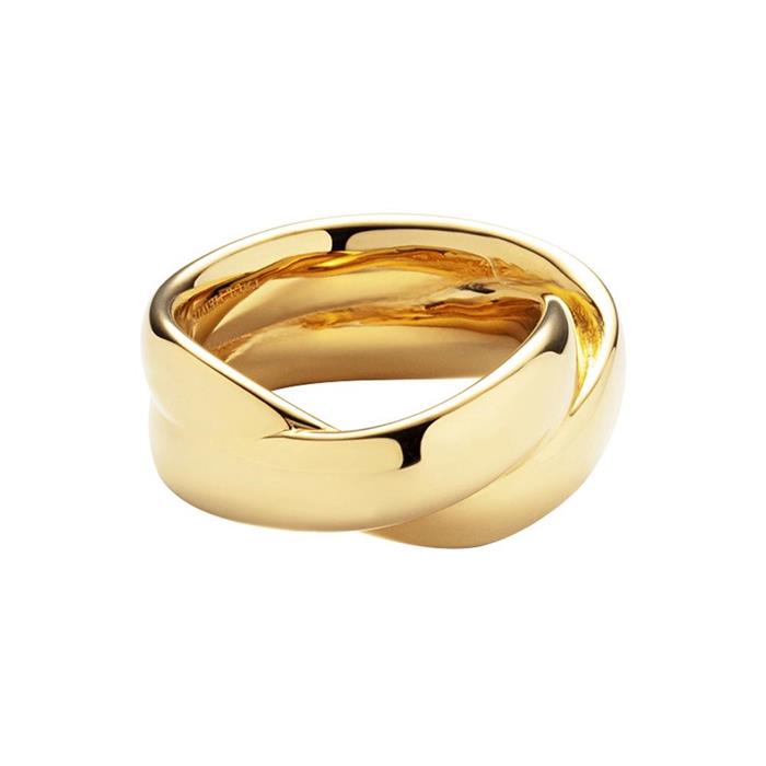 Anillo de mujer waves duo de acero inoxidable, chapado en oro