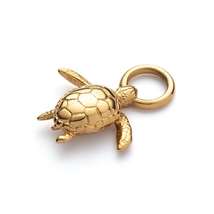 Charm turtle in gold-plated ocean steel