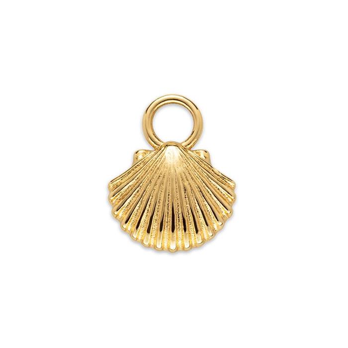 Charm scallop shell in gold-plated ocean steel