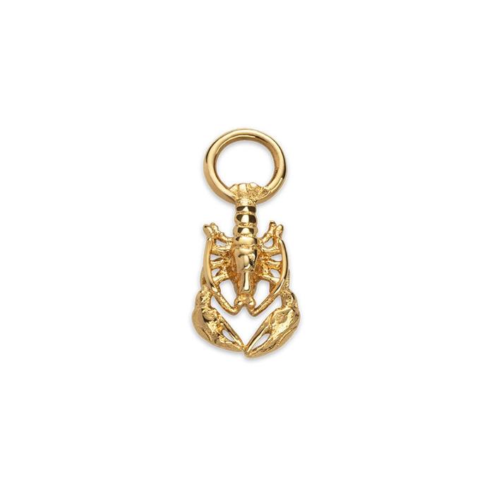 Lobster charm pendant in ocean steel, gold plated