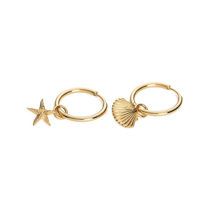 Damen Ohrringe Hoops für Charms, Ocean Steel, vergoldet