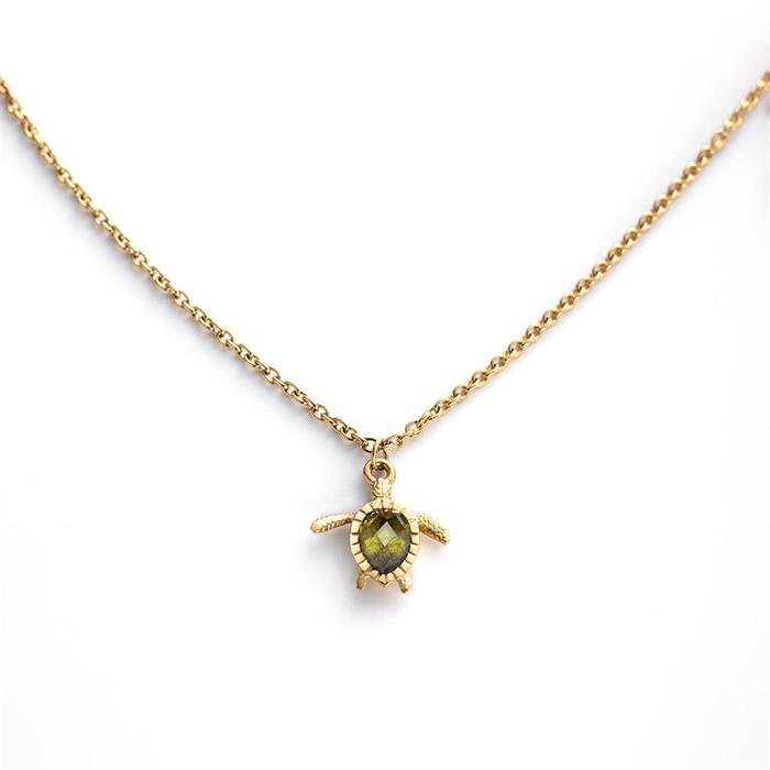 Ladies necklace turtle in MARINIUM® Ocean Steel, gold