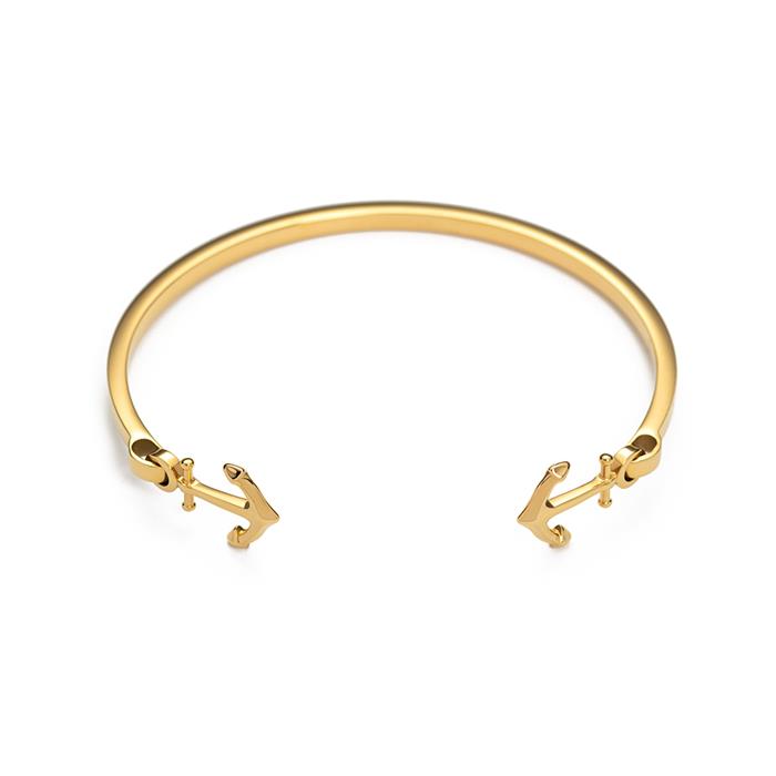 The anchor II bangle in stainless steel, IP gold