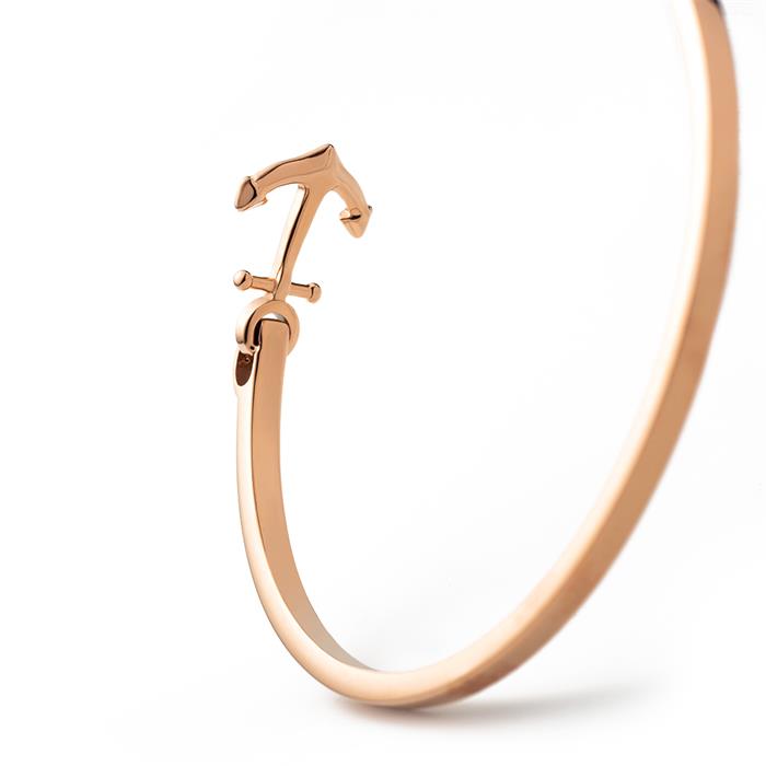 The anchor II bangle in MARINIUM® Ocean Steel, IP rose