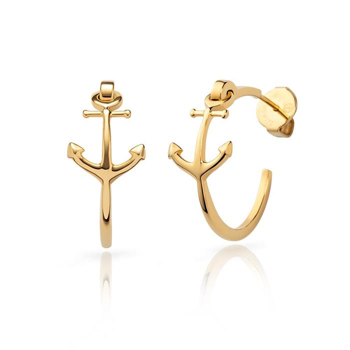 The anchor II stud earrings in gold-plated stainless steel