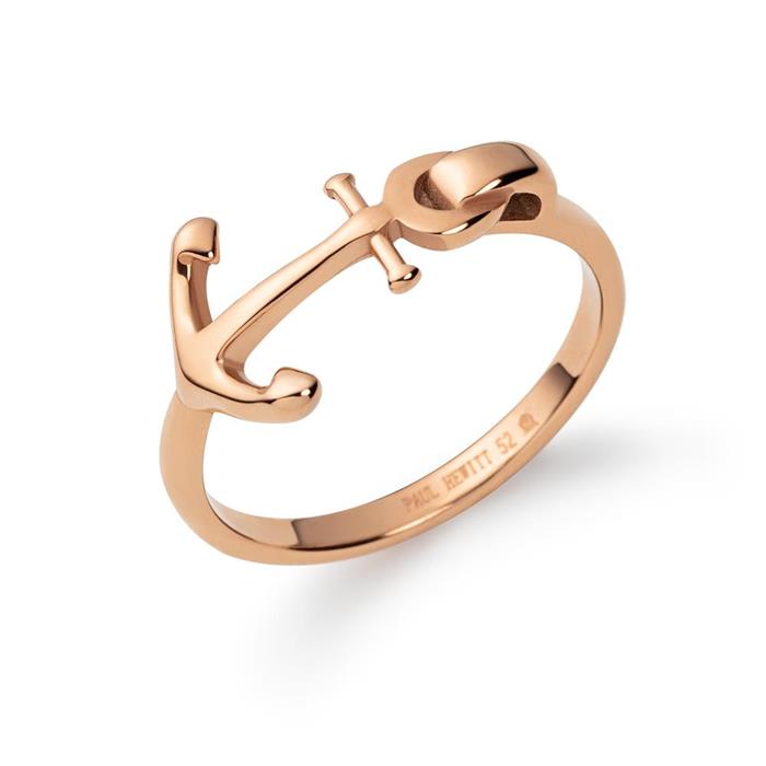 The anchor II ring for ladies in stainless steel, IP rosé