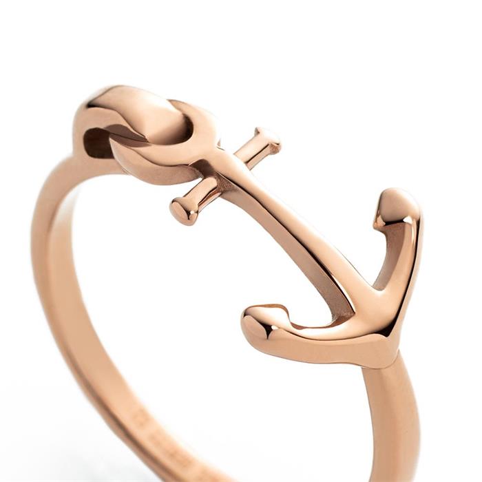 The anchor II ring for ladies in stainless steel, IP rosé
