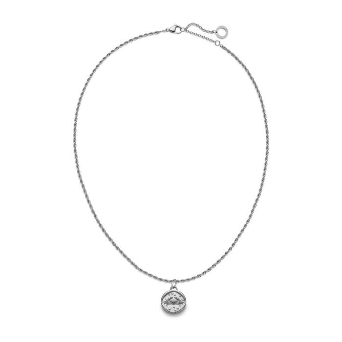 Engravable necklace with pendant star sign cancer, stainless steel