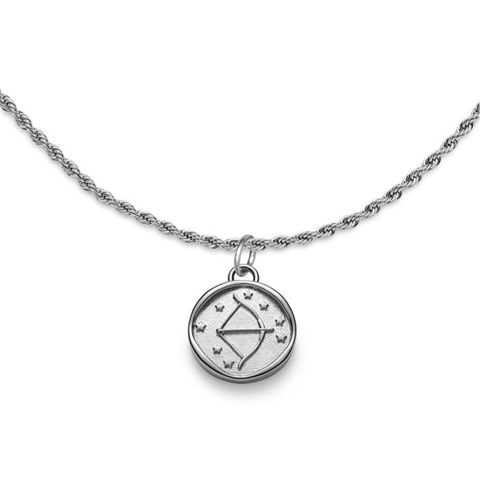 Star sign necklace sagittarius with engraving pendant, stainless steel