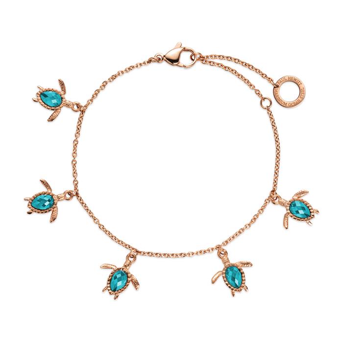 Turtle ladies' bracelet in stainless steel, rose gold, zirconia