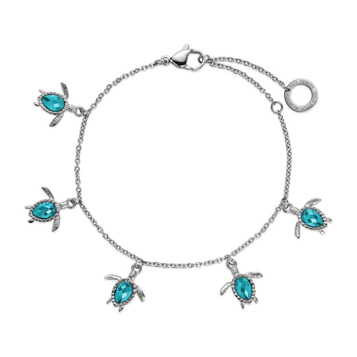 Turtle bracelet for ladies in stainless steel with zirconia