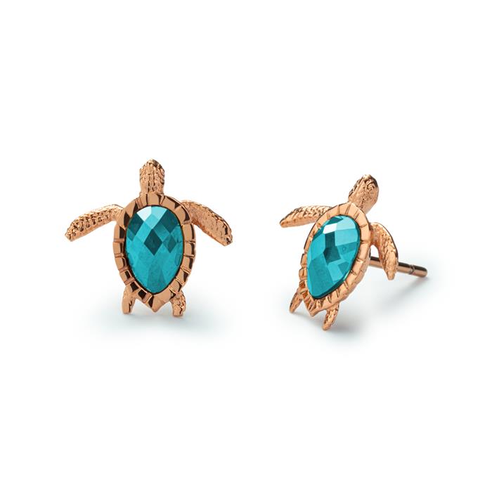 Ladies' Turtle ear studs in rose gold-plated stainless steel
