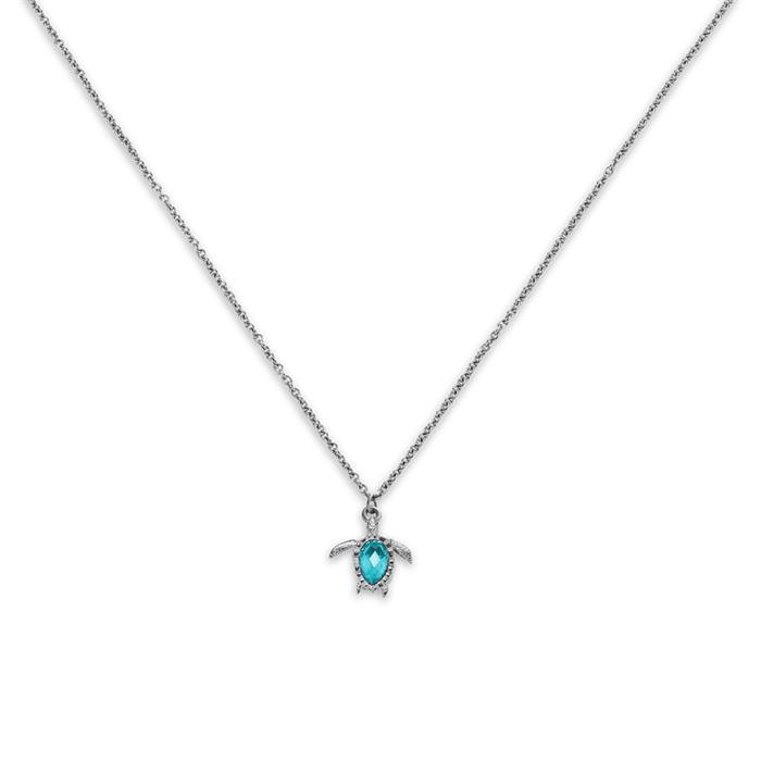 Ladies' Turtle Mono necklace in stainless steel with zirconia