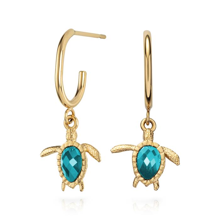 Ladies' clip-on hoop earrings in stainless steel with pendant, IP gold