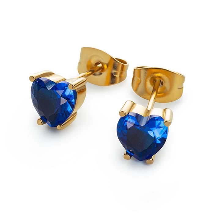 Ladies' stud earrings Heart of the Sea, stainless steel, IP gold