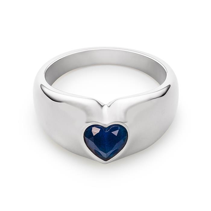 Ladies' ring in stainless steel Heart of the Sea, zirconia