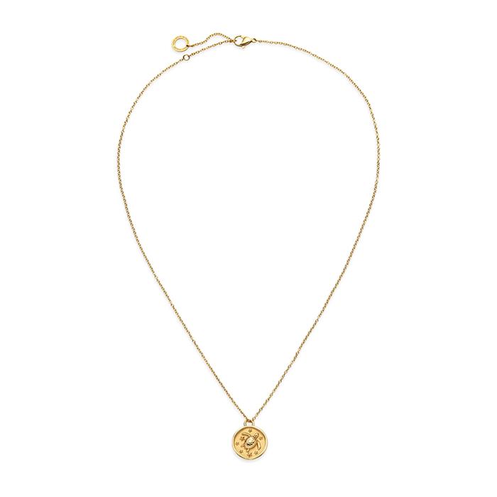Ladies' turtle coin necklace in stainless steel, gold, engravable