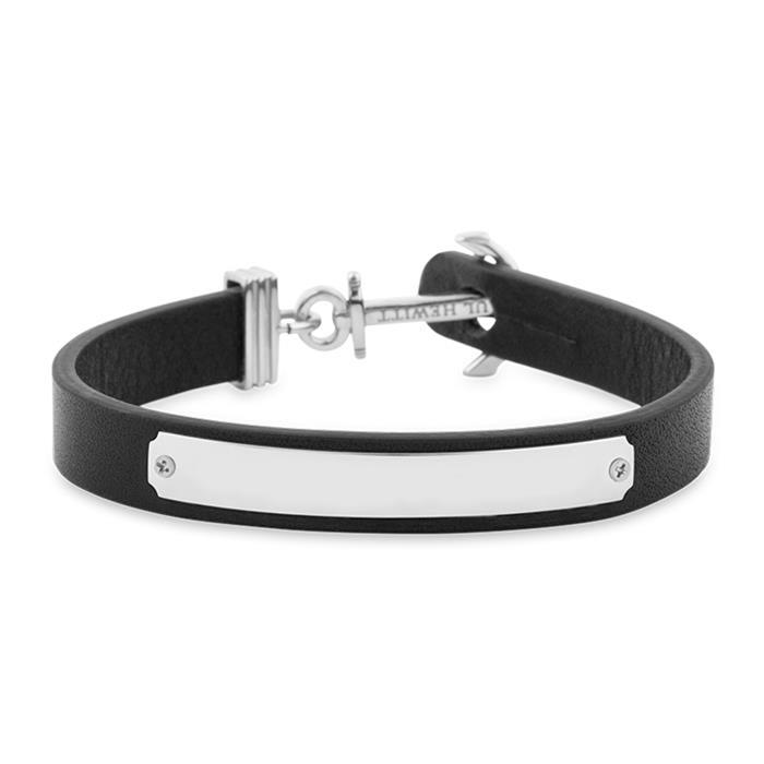 Signum graveerbare armband zwart leer