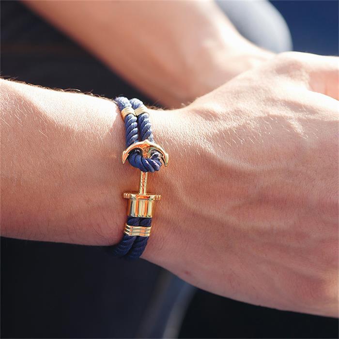 Nylon bracelet blue gold