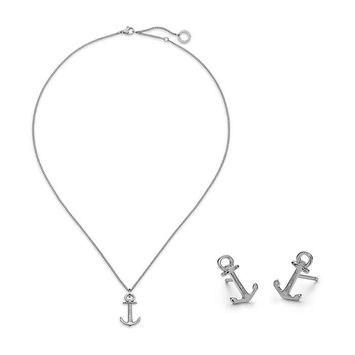 The anchor necklace and stud earrings set in stainless steel