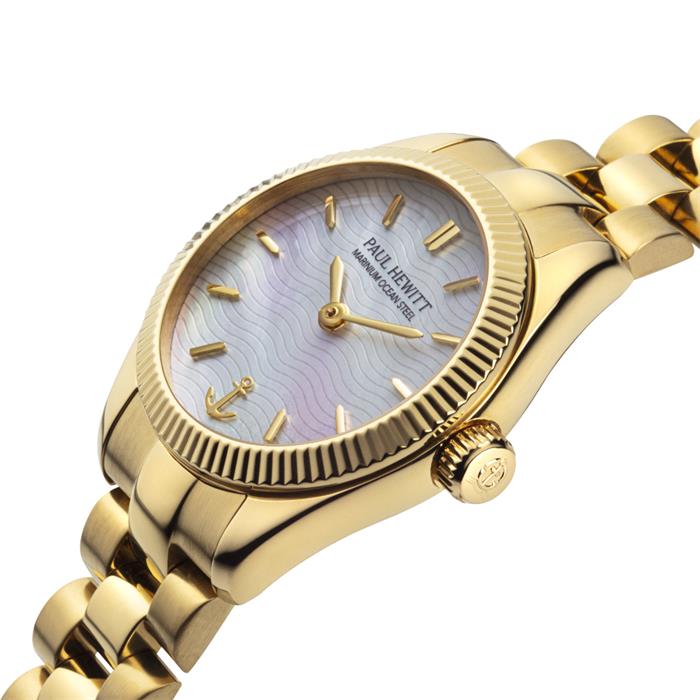 Petit Soleil Round Uhr für Damen aus Edelstahl, gold