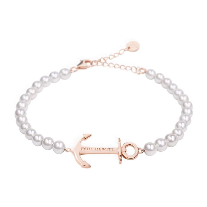 Set Of Ladies Watch And Pearl Bracelet With Anchor