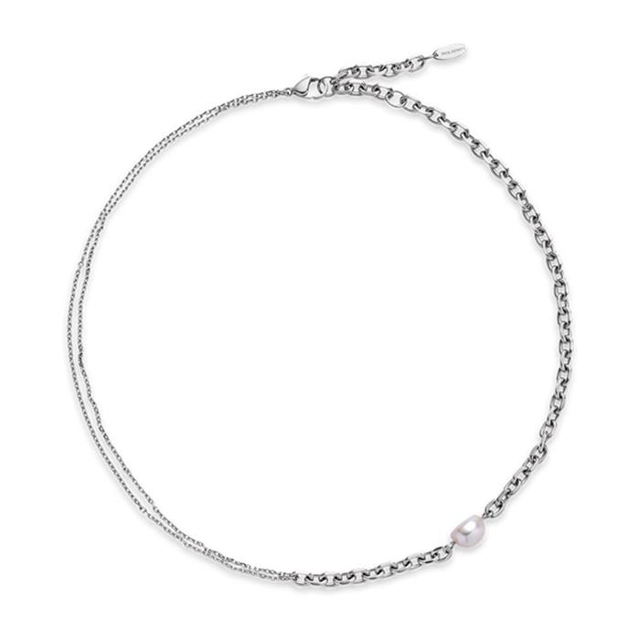 Choker treasure duo in stainless steel with pearl