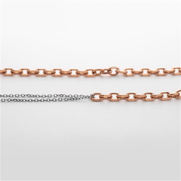 Treasure duo necklace in rose-gold-plated stainless steel