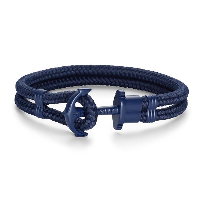 Blue nylon bracelet phrep with stainless steel anchor