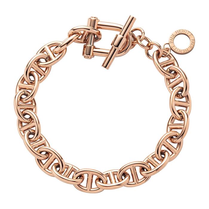 Ladies stainless steel anchor t-chain bracelet, rosé