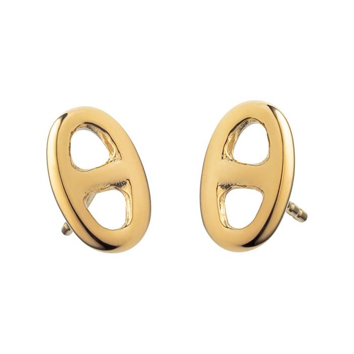 Anchor chain ear stud for ladies in stainless steel, gold