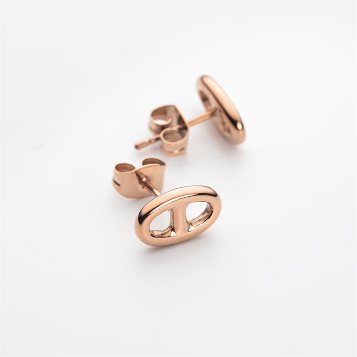 Stainless steel anchor chain ear studs for women, rosé