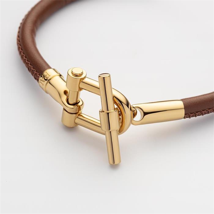 Leather T-shackle bracelet, brown