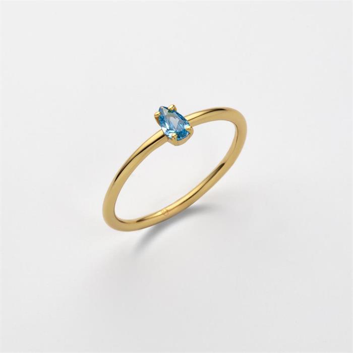 Anillo tear drop para mujer de plata 925, chapado en oro