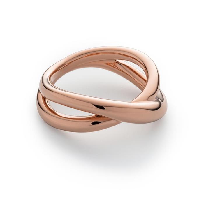 Ladies ring waves twisted in sterling silver, rosé