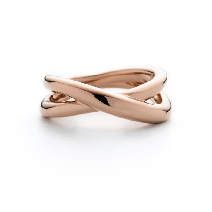 Ladies ring waves twisted in sterling silver, ros&#xE9;