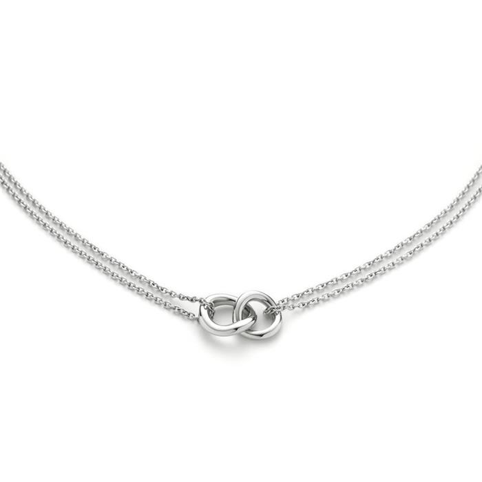 Double row necklace waves for ladies in 925 sterling silver