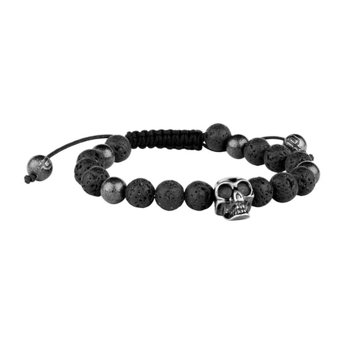 Men's bracelet amroth lava stone stainless steel black