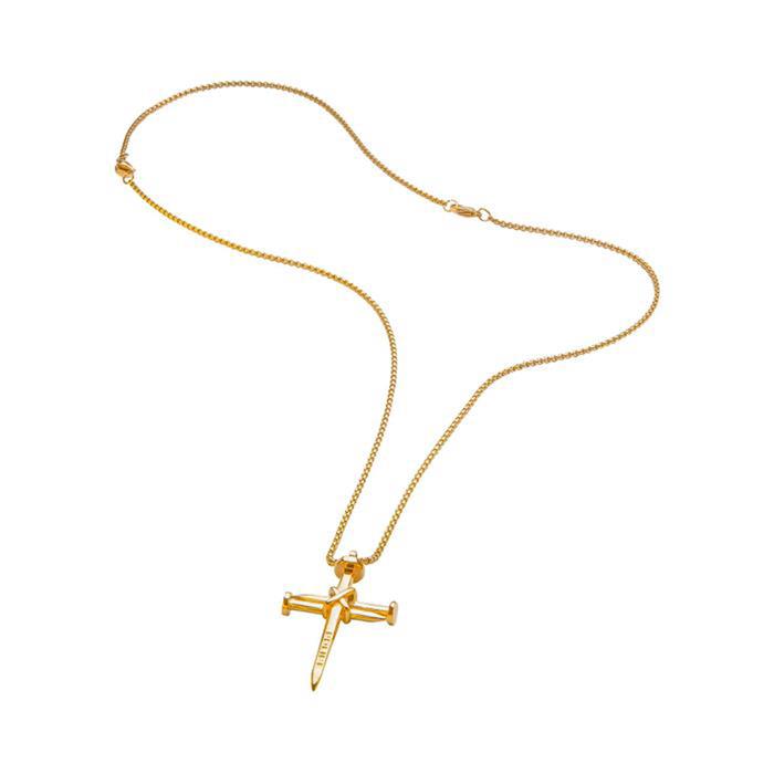 Men's chain cross made of gold-plated stainless steel