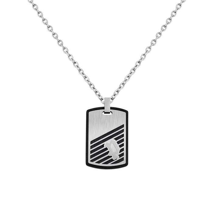 Dog tag necklace burren for men in stainless steel