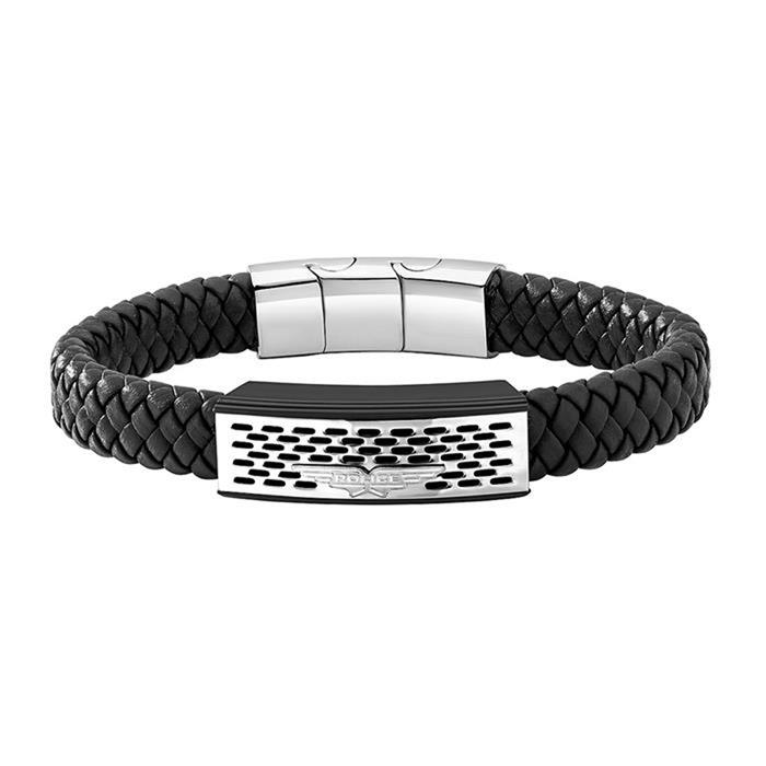 Bracelet pozas for men in leather and atainless steel