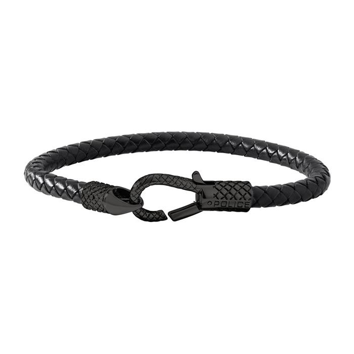 Men's bracelet niland made of leather and stainless steel, black