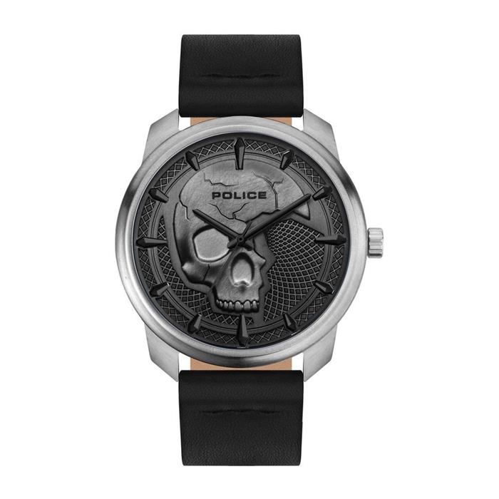 Men's Skull Watch Bleder In Stainless Steel And Leather