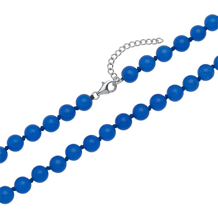 Pearl necklace made of blue-dyed jade