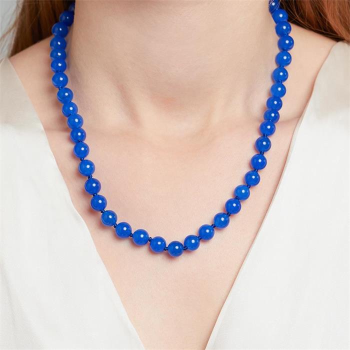 Perlenkette aus blau-gefärbter Jade