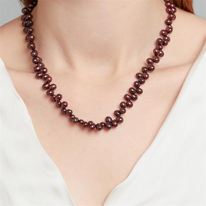 Wine red freshwater pearl necklace