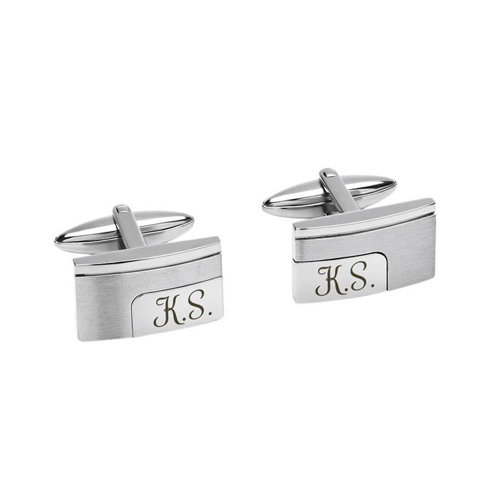 Partially polished stainless steel cufflinks