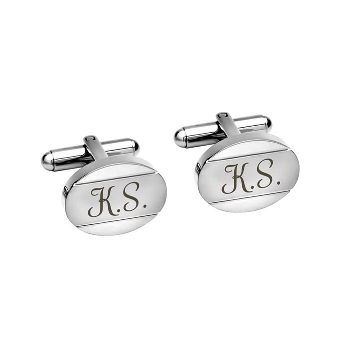 Oval partially matted cufflinks stainless steel