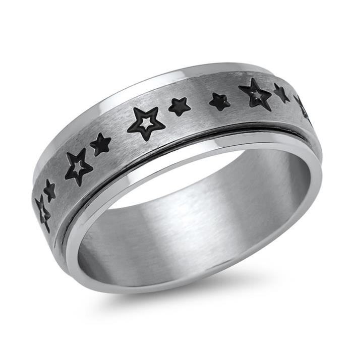 Modern stainless steel ring with rotating insert